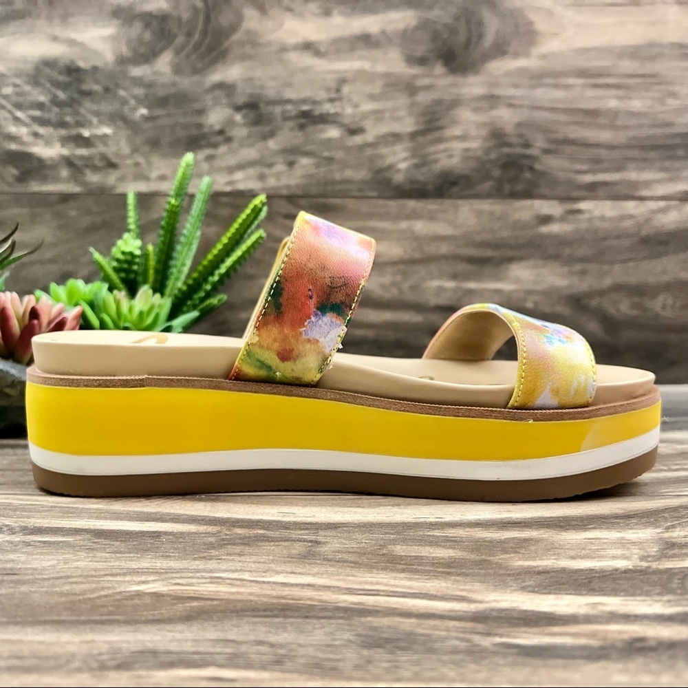 NIB Sam Edelman Agustine Platform Slide Sandal Lemon Zest Multi Leather 7.5M - Picture 12 of 12
